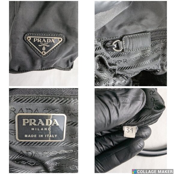 Authentic PRADA Black Nylon Shoulder Bag Top Handle Bag Made in Italy - Picture 4 of 10